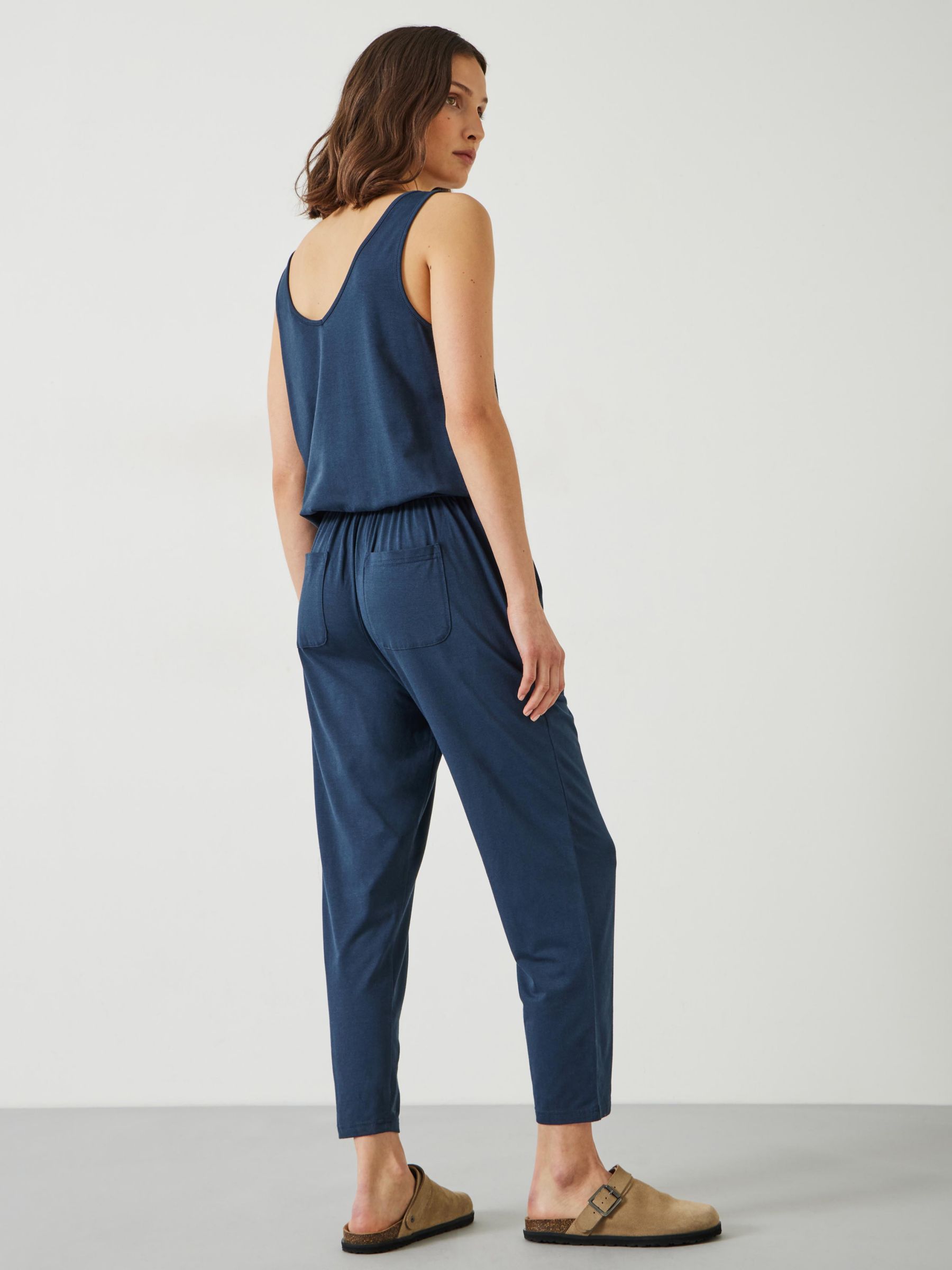 HUSH Cropped Jersey Jumpsuit, Midnight, 10