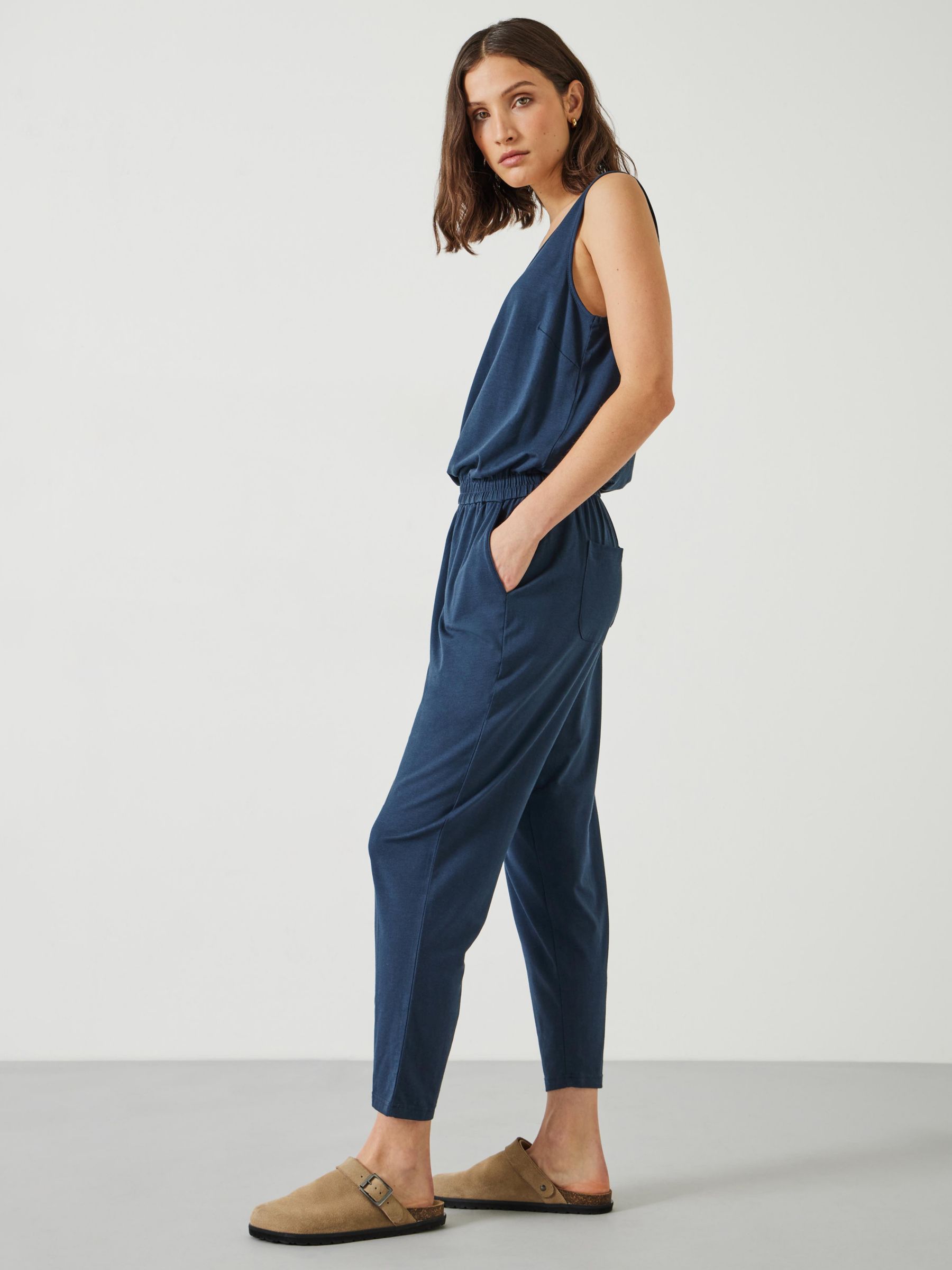 Buy HUSH Cropped Jersey Jumpsuit, Midnight Online at johnlewis.com