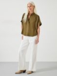 HUSH Anika Short Sleeve Blouse, Army Olive