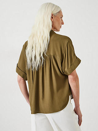 HUSH Anika Short Sleeve Blouse, Army Olive