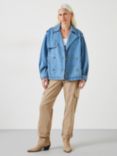 HUSH Yasmin Short Denim Trench Jacket, Light Blue