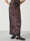 HUSH Zeena Diagonal Tie Dye Maxi Skirt, Brown/Black