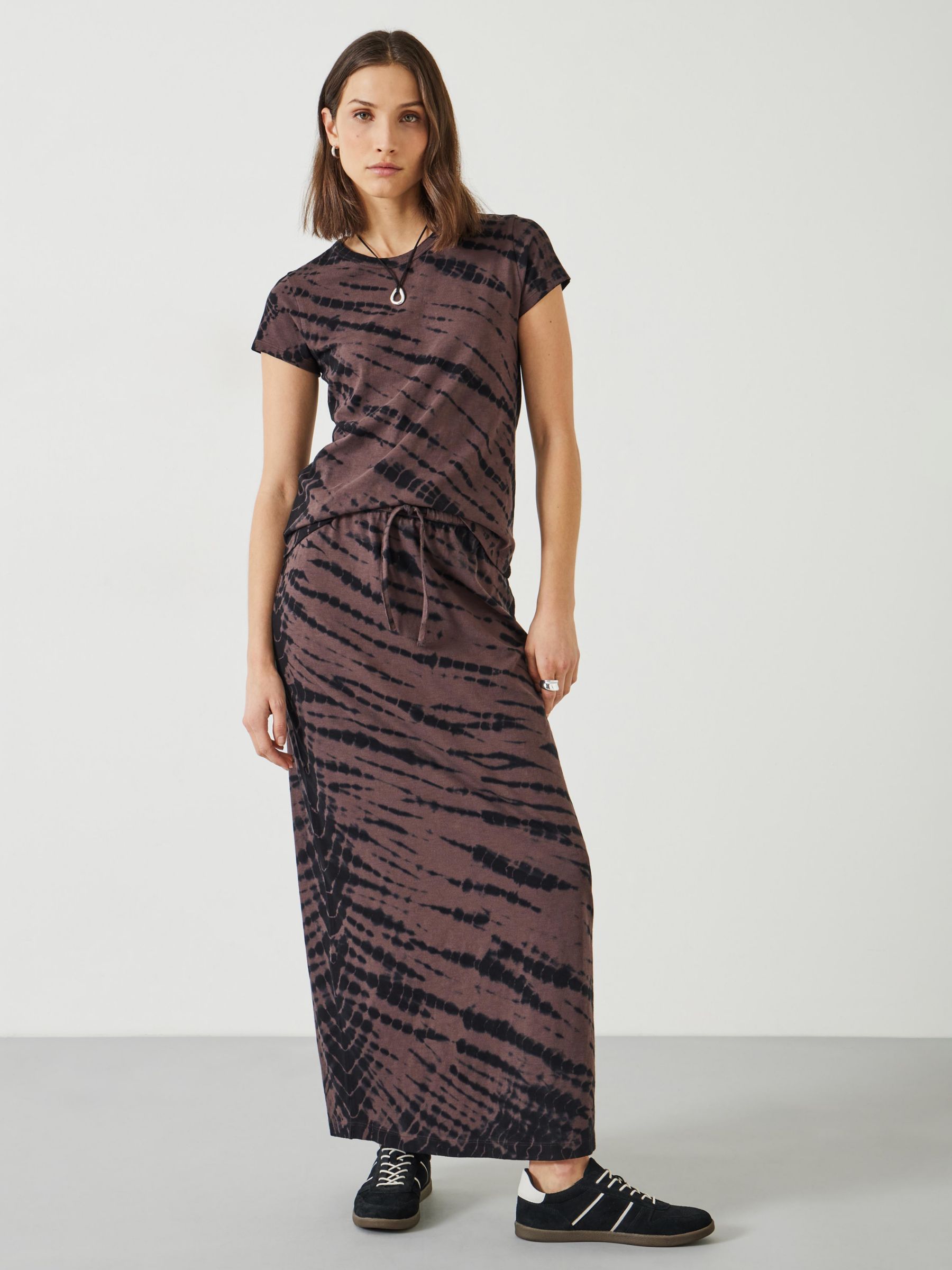 Buy HUSH Zeena Diagonal Tie Dye Maxi Skirt, Brown/Black Online at johnlewis.com