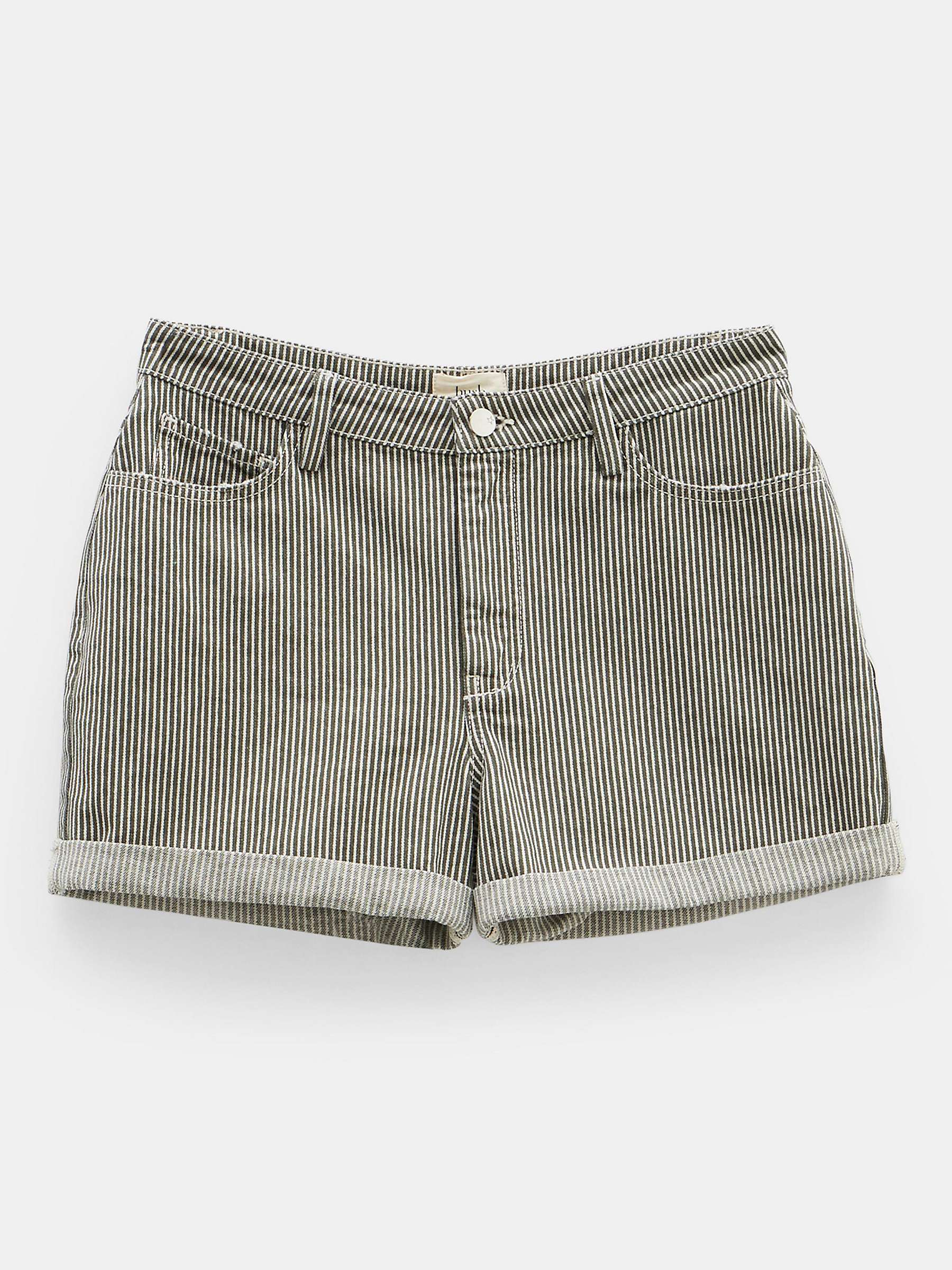 Buy HUSH Amalia Striped Cotton Shorts, Dark Olive Online at johnlewis.com