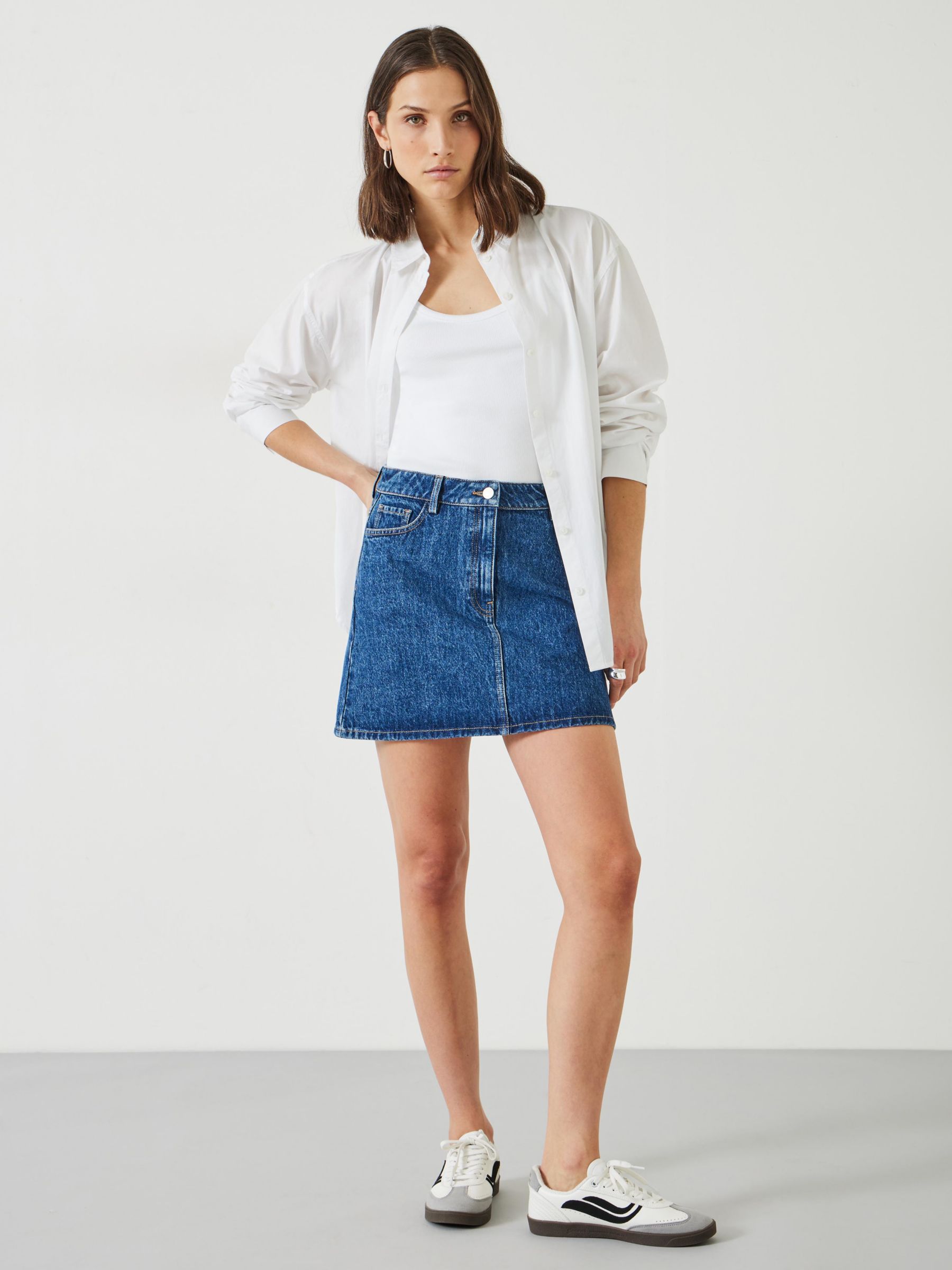 HUSH Saachi Denim Mini Skirt, Mid Authentic Wash