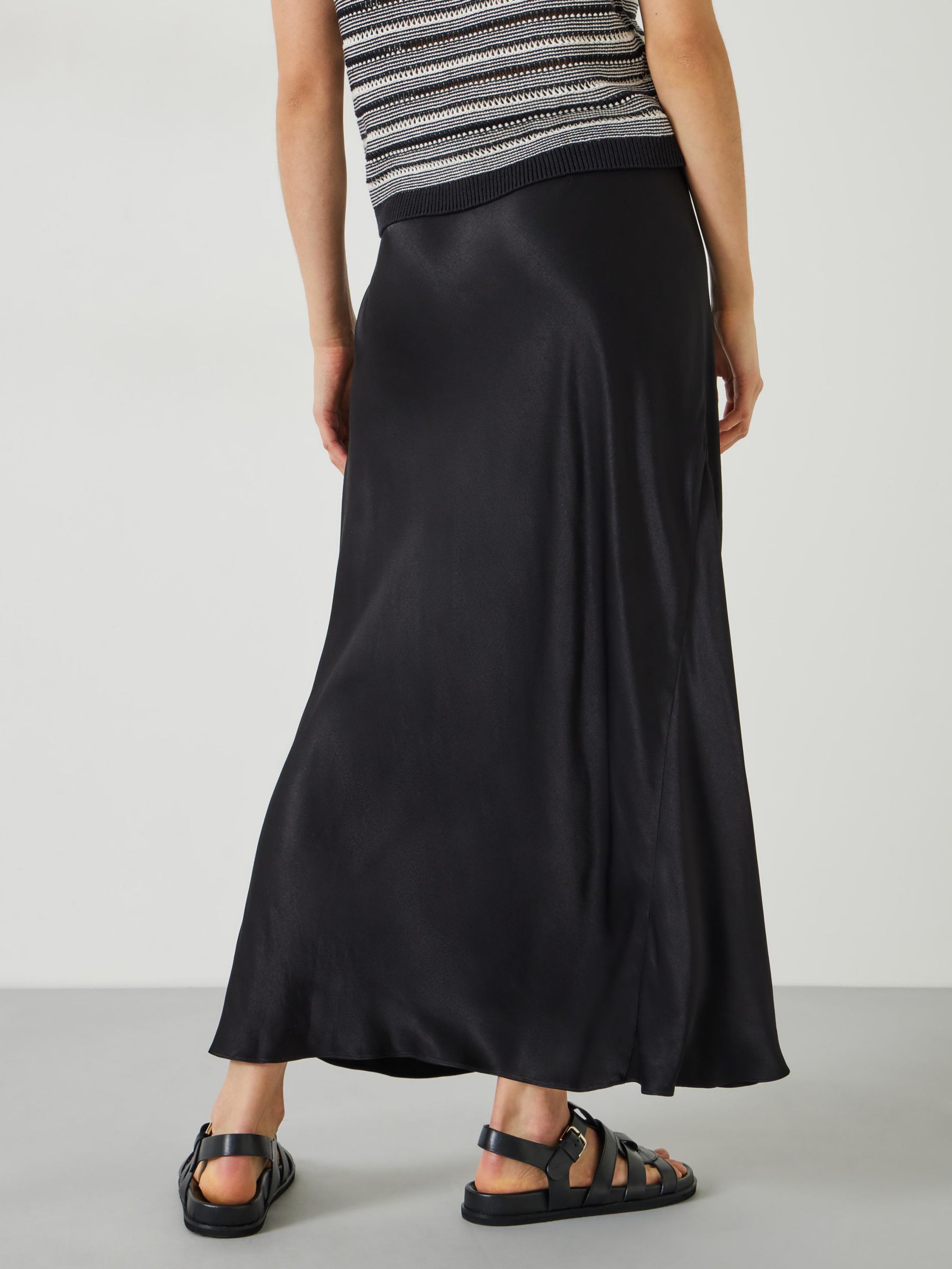 HUSH Remi Satin Maxi Skirt, Black, 10