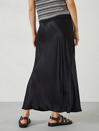 HUSH Remi Satin Maxi Skirt, Black