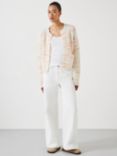 HUSH Kodi Edge to Edge Wool and Mohair Blend Cardigan, Soft White/Pink