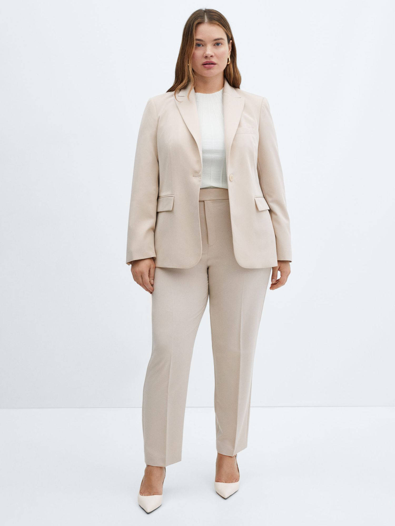 Mango Boreal Suit Jacket, Beige, 24