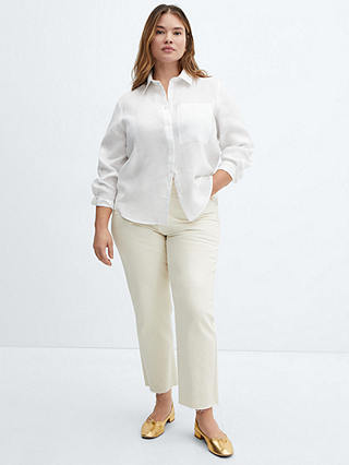 Mango Lino Linen Shirt, Natural White
