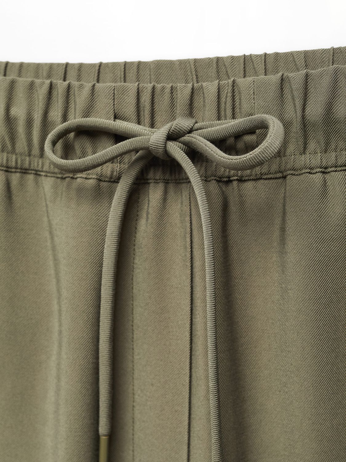 Mango Fluido Cropped Trousers, Khaki, S
