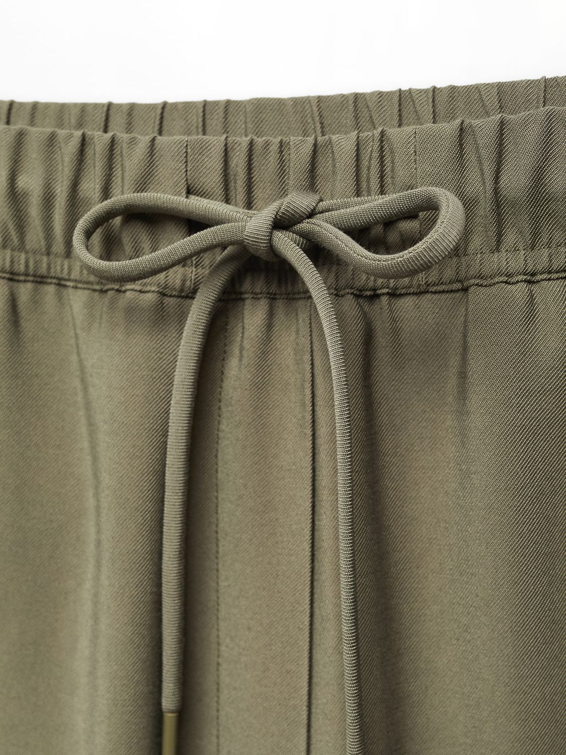 Mango Fluido Cropped Trousers, Khaki