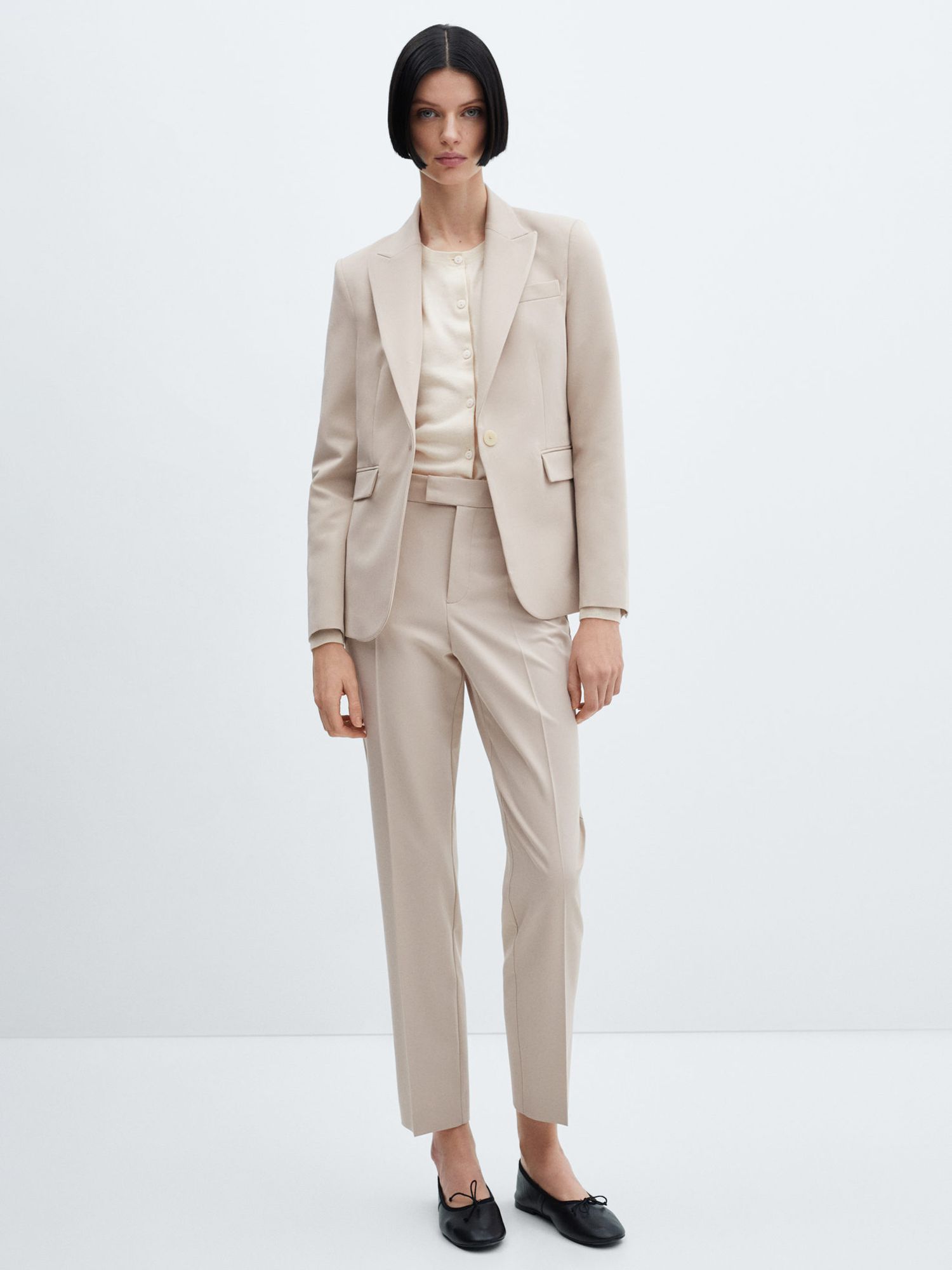 Mango Boreal Straight Leg Suit Trousers, Beige at John Lewis & Partners