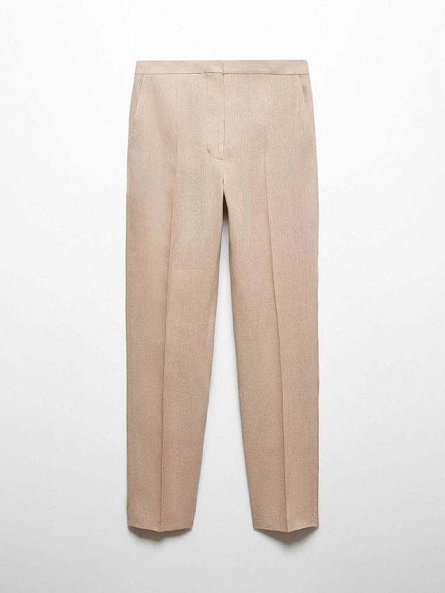 Mango Tempoli Linen Suit Trousers, Pastel Grey