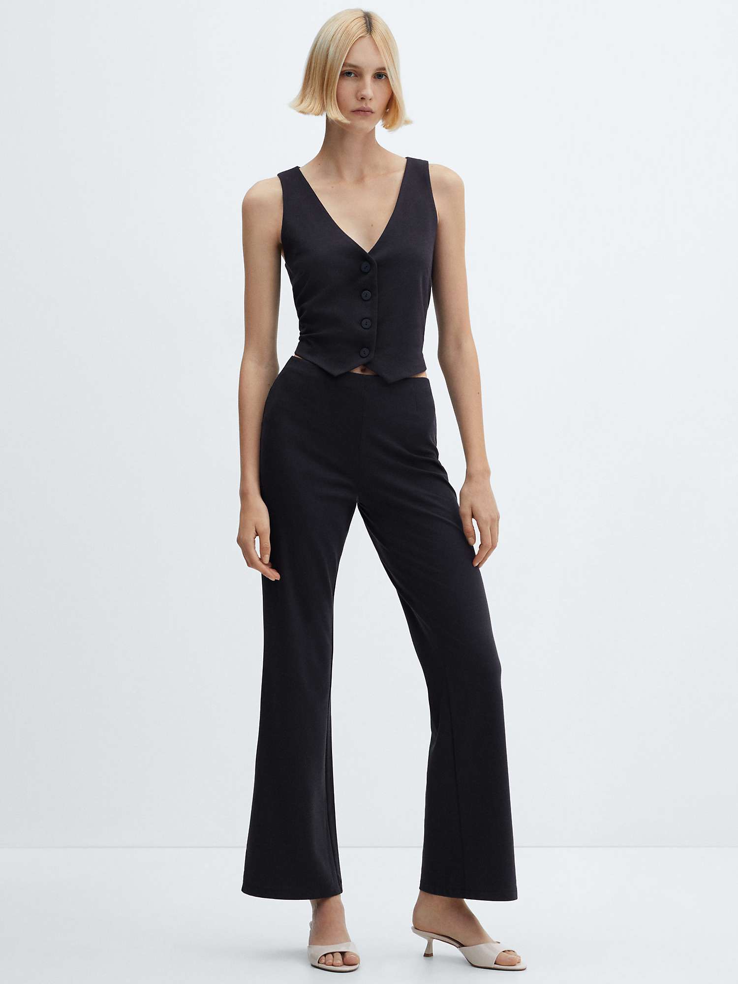 Buy Mango Avayax High Rise Wide Leg Trousers, Black Online at johnlewis.com