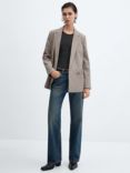 Mango Charlota Houndstooth Blazer, Light Beige