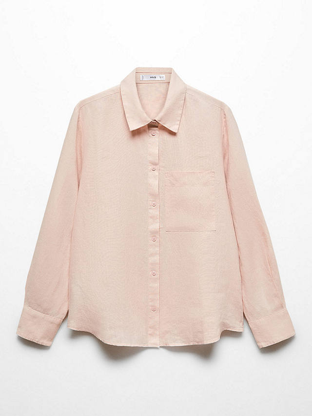 Mango Lino Linen Shirt, Pastel Pink