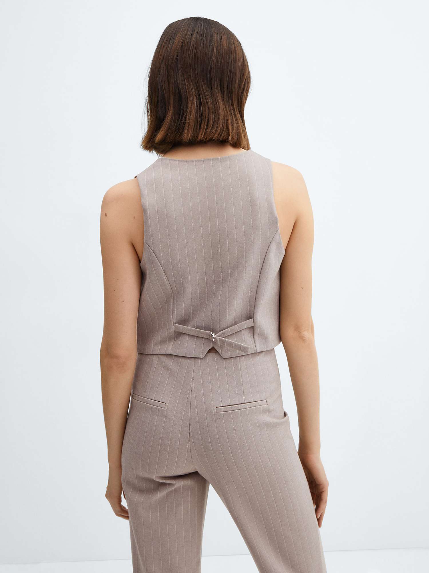 Buy Mango Avayar Pinstripe Suit Waistcoat, Medium Brown Online at johnlewis.com