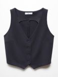 Mango Avayax Slim Fit Waistcoat, Black