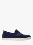 Dune Baisley Knit Penny Loafers, Navy-fabric