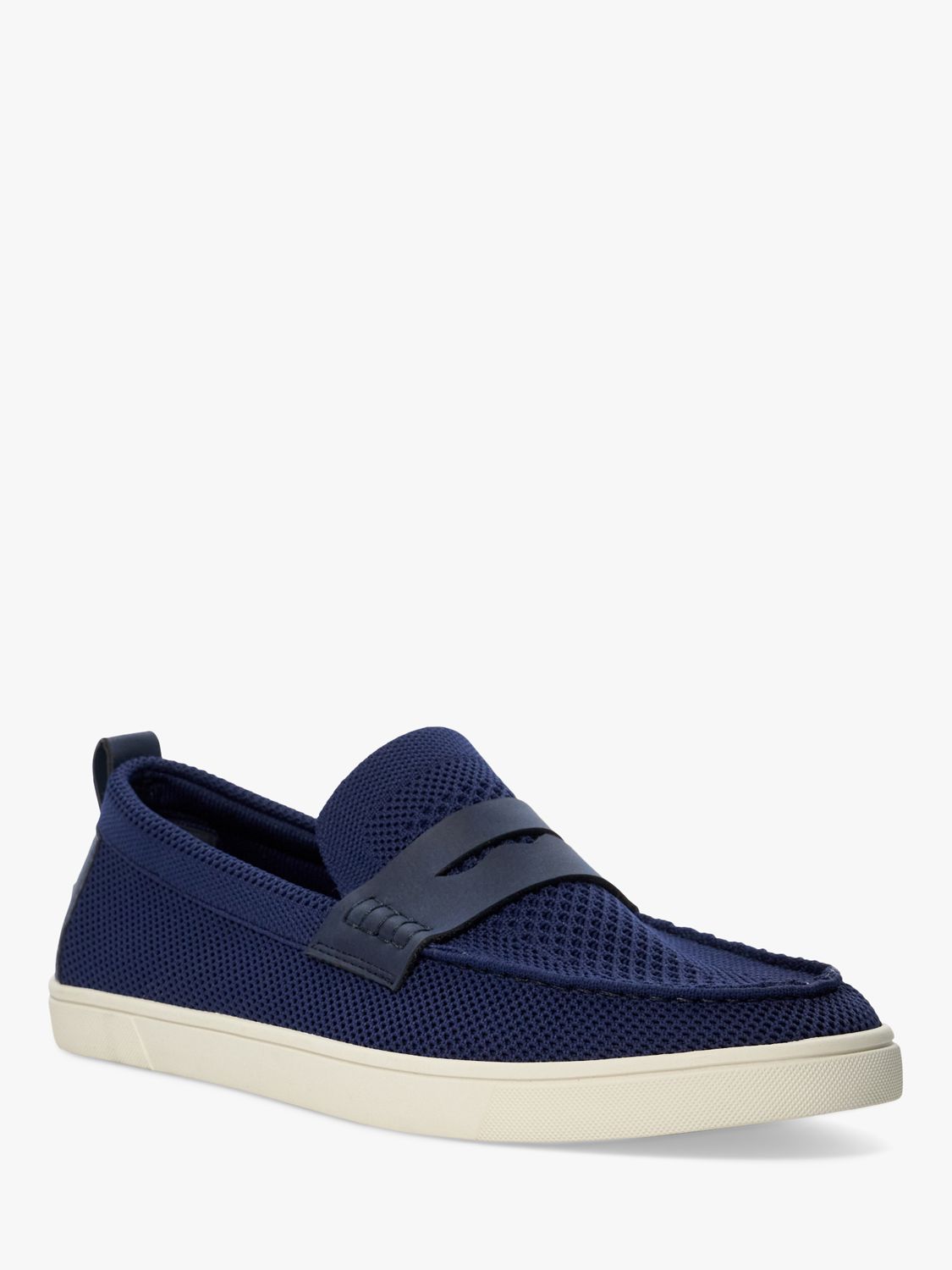 Dune Baisley Knit Penny Loafers, Navy-fabric