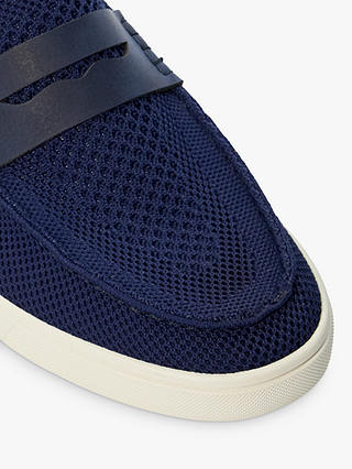 Dune Baisley Knit Penny Loafers, Navy-fabric