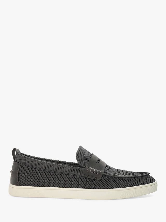 Dune Baisley Knit Penny Loafers, Grey-fabric