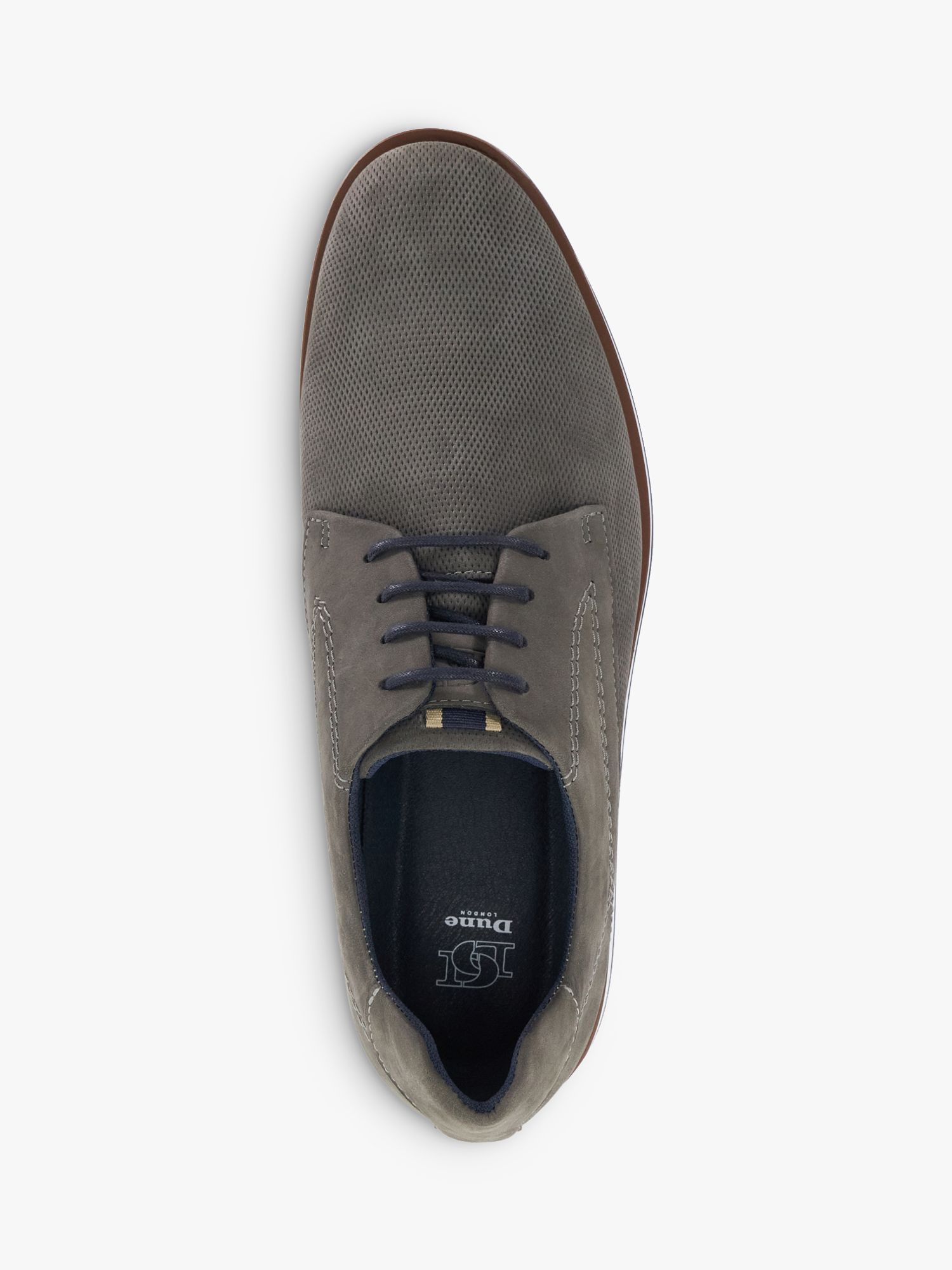 Buy Dune Wide Fit Beko Perforated Nubuck Gibson Shoes, Grey Online at johnlewis.com