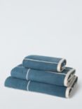 John Lewis Connect Check Towels, Loch Blue