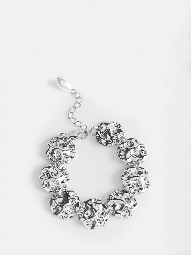 Mint Velvet Hammered Disc Bracelet, Silver