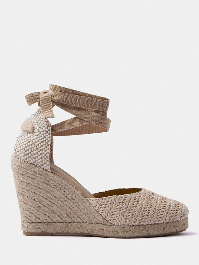 Mint Velvet Raffia Wedge Heels, Cream