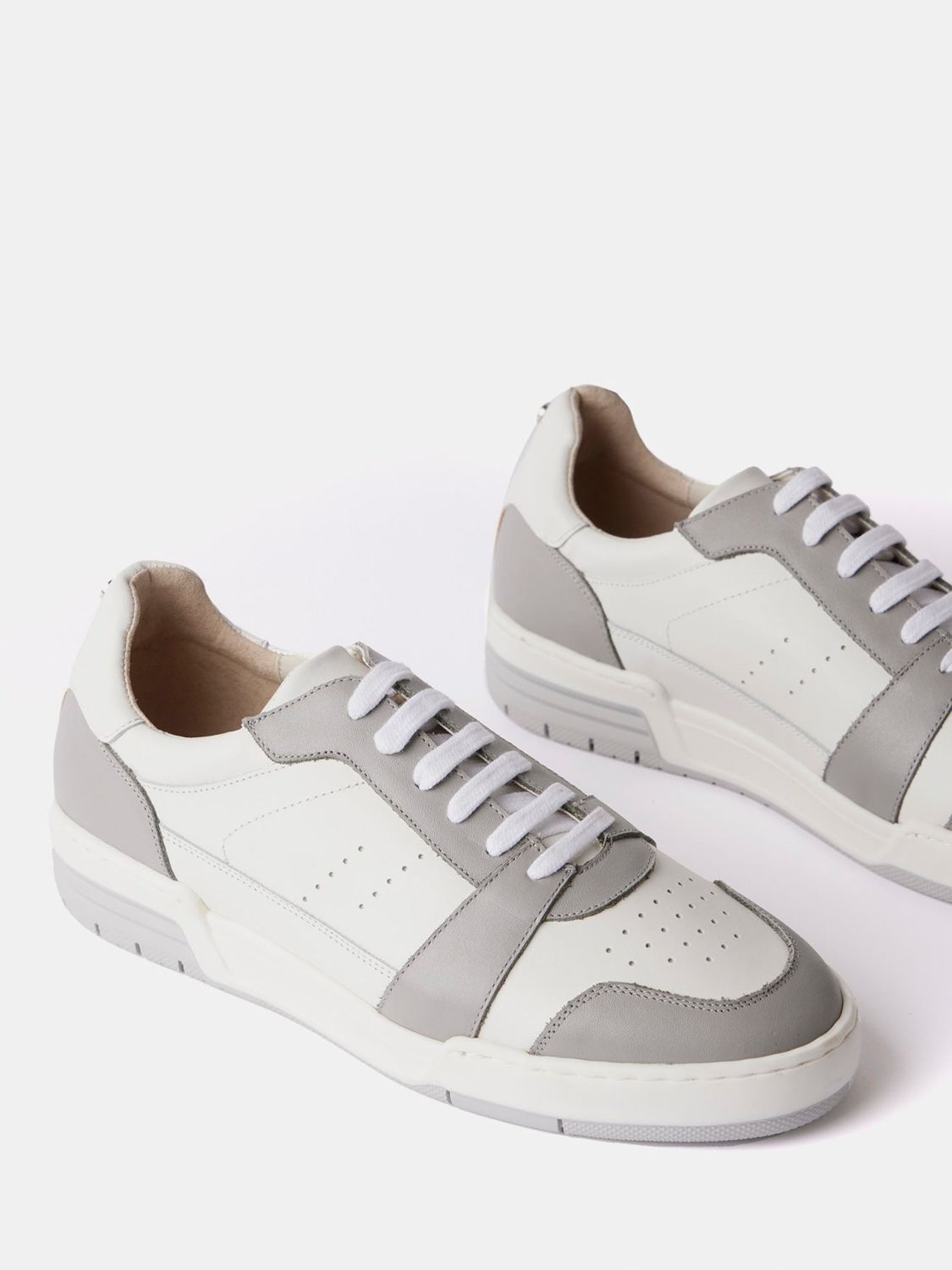 Buy Mint Velvet Colour Block Leather Trainers, Grey/White Online at johnlewis.com