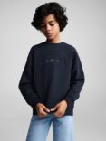 Mango Kids' West Coast Embossed Sweatshirt, Navy