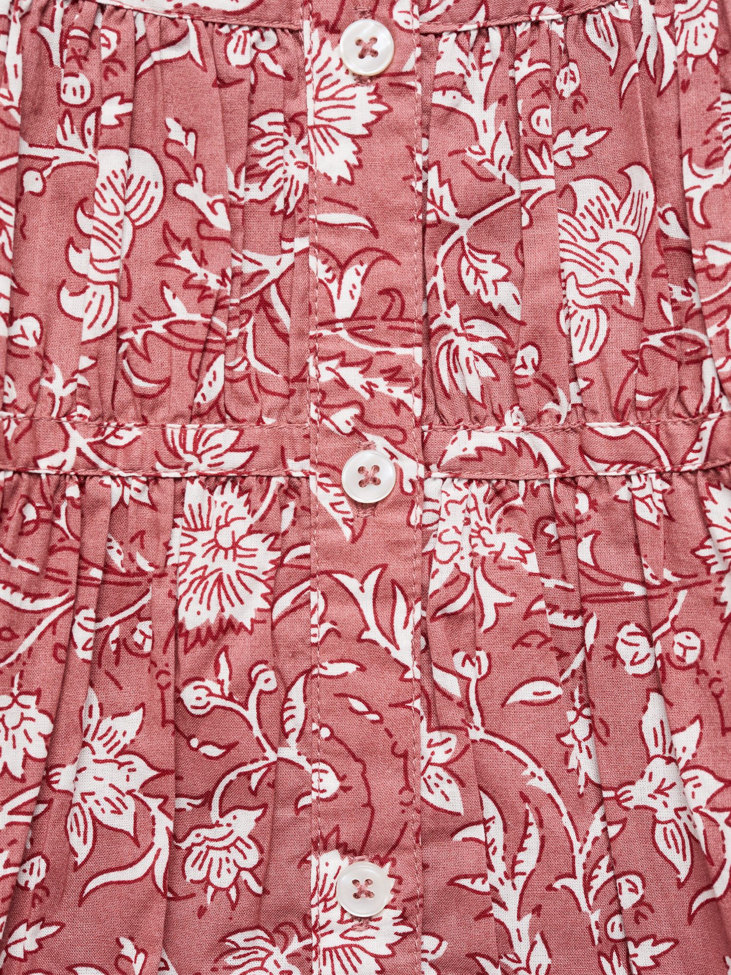 Mango Kids' Lola Floral Print Ruffle Tiered Dress, Pink, 10 years