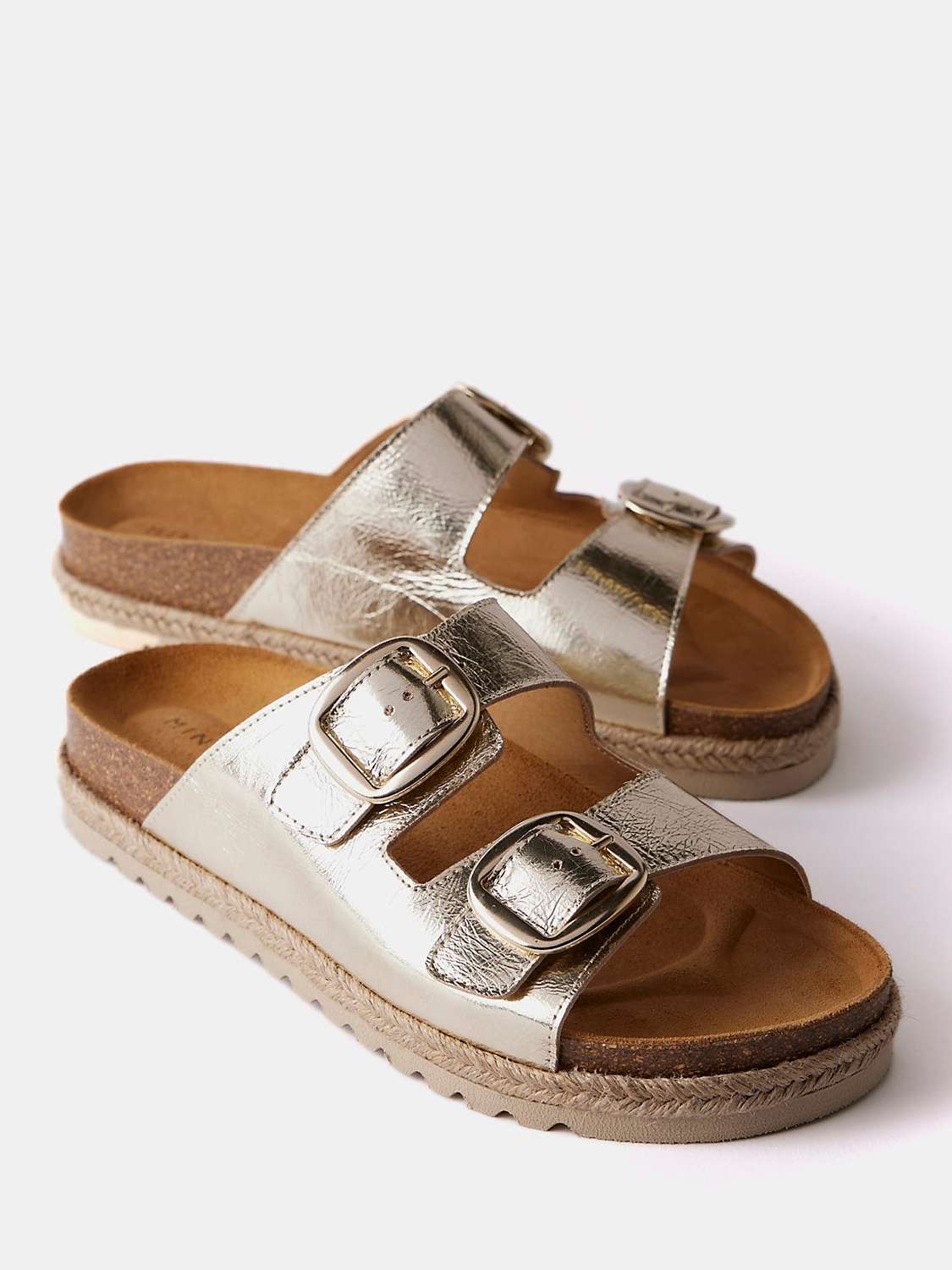 Buy Mint Velvet Buckled Leather Sandals, Gold Online at johnlewis.com