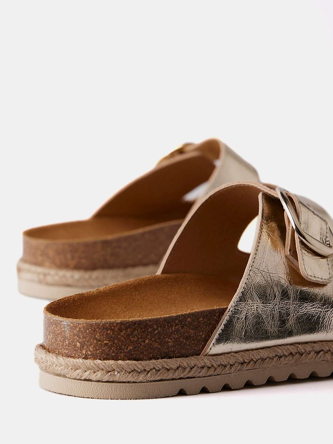Buy Mint Velvet Buckled Leather Sandals, Gold Online at johnlewis.com
