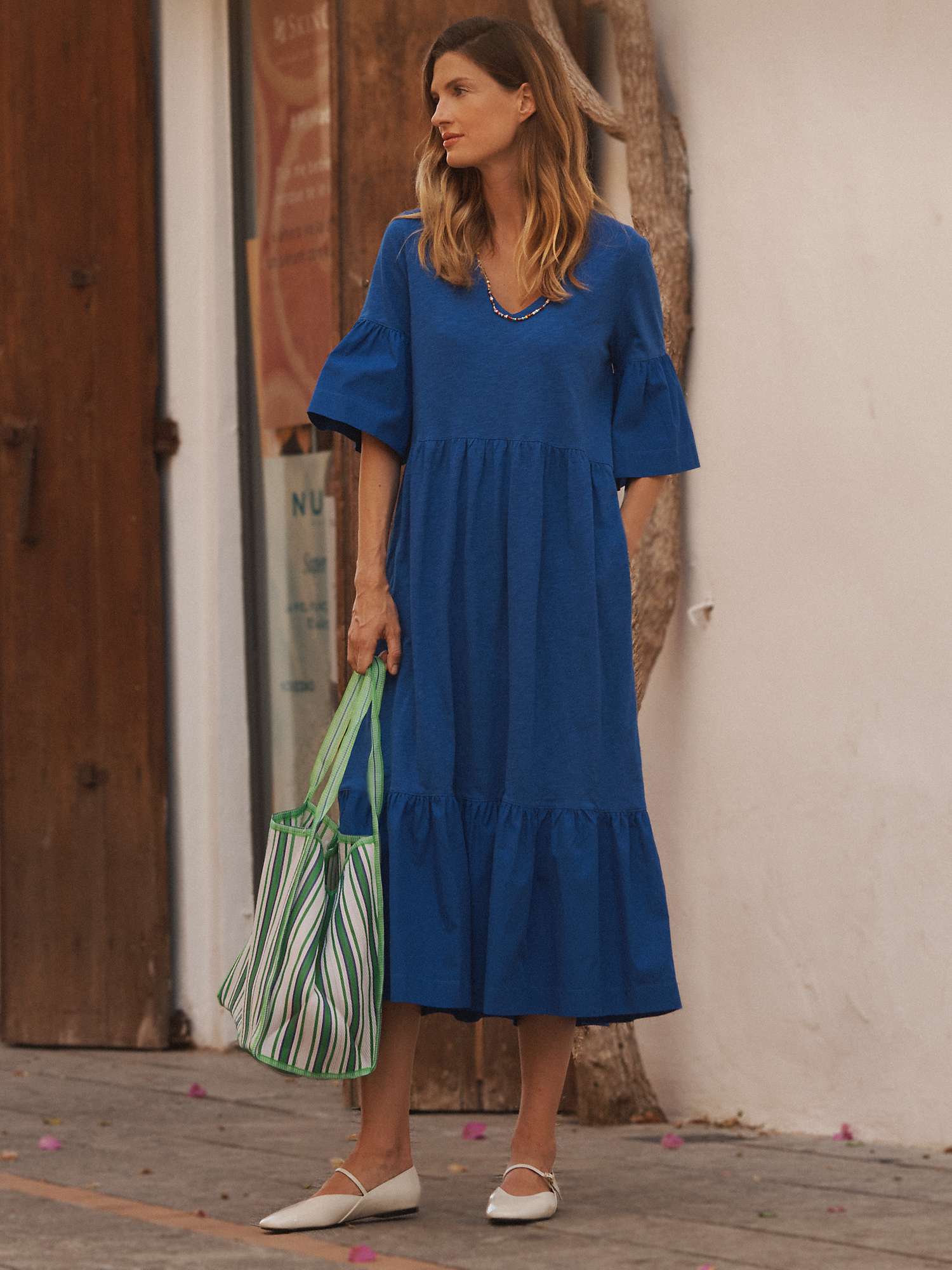 Buy NRBY Sabrina Cotton Midi Dress, Blue Online at johnlewis.com