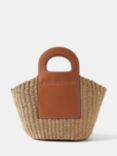Mint Velvet Woven Basket Bag, Brown Tan