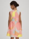Reiss Kids' Trinny Abstract Print Pleated Scuba Dress, Multi