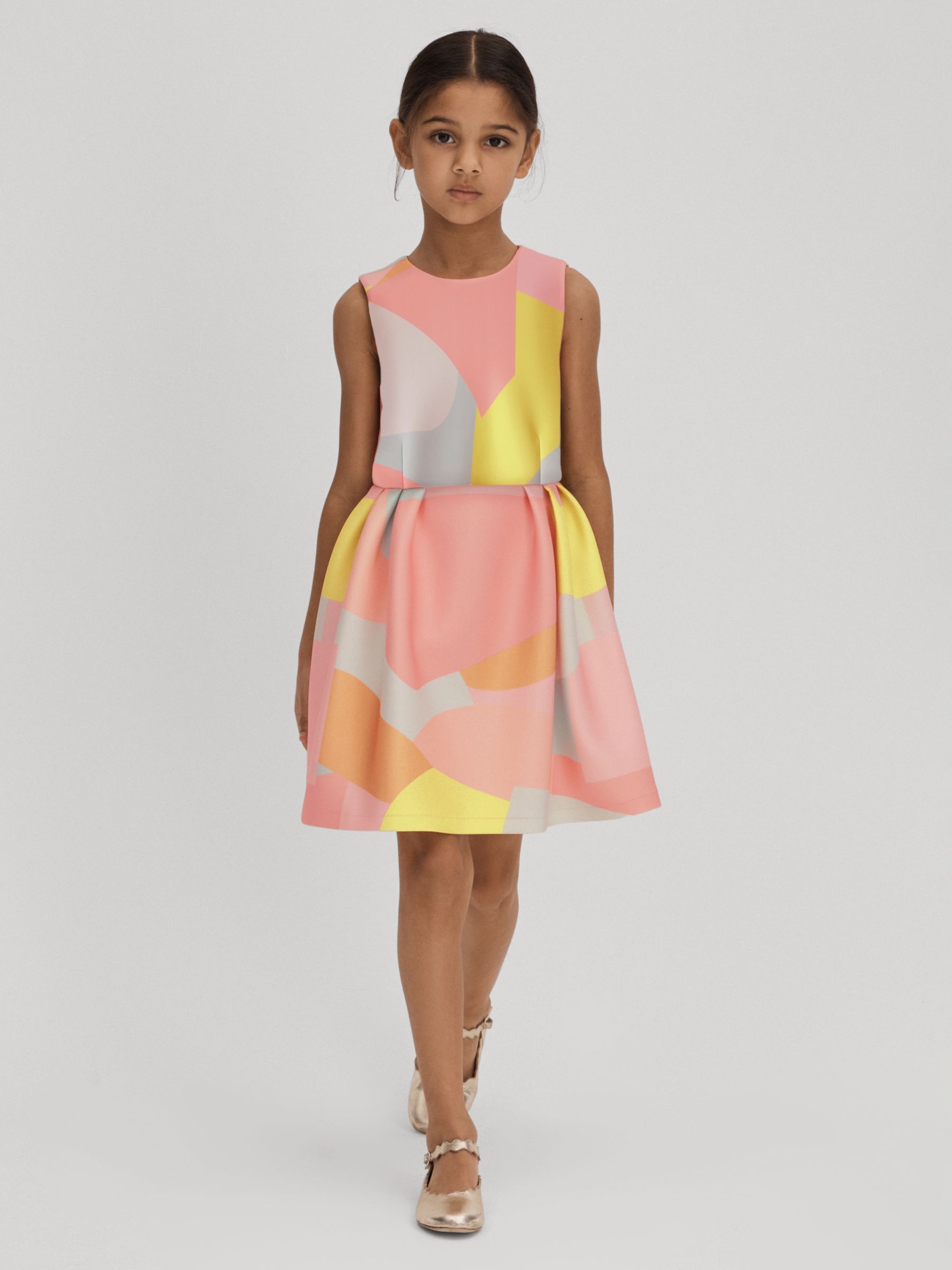 Buy Reiss Kids' Trinny Abstract Print Pleated Scuba Dress, Multi Online at johnlewis.com
