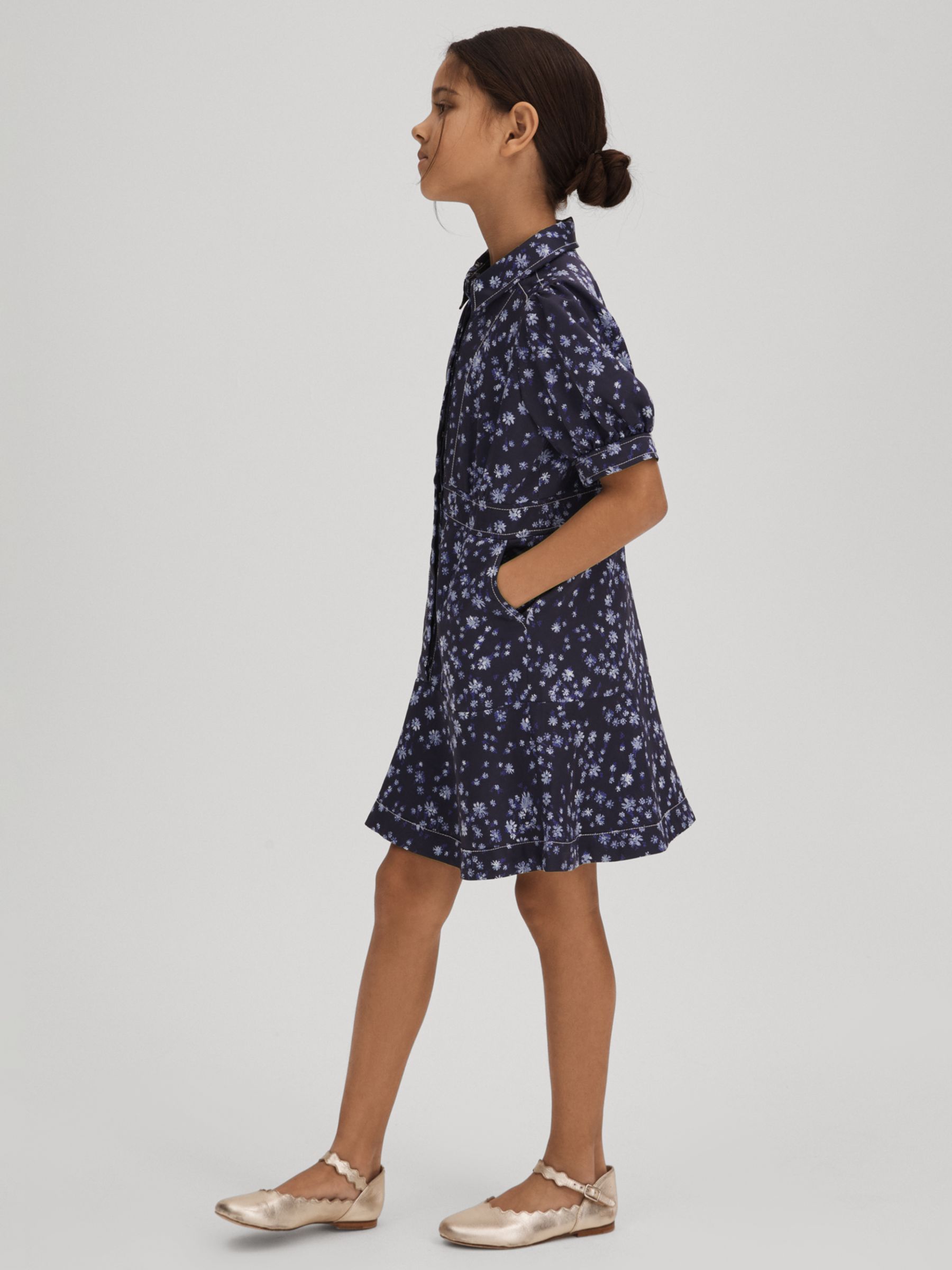 Buy Reiss Kids' Joanne Floral Print Contrast Stitch Dress, Navy Online at johnlewis.com