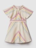 Reiss Kids' Kitty Stripe Pastel Knot Dress, Ivory/Multi