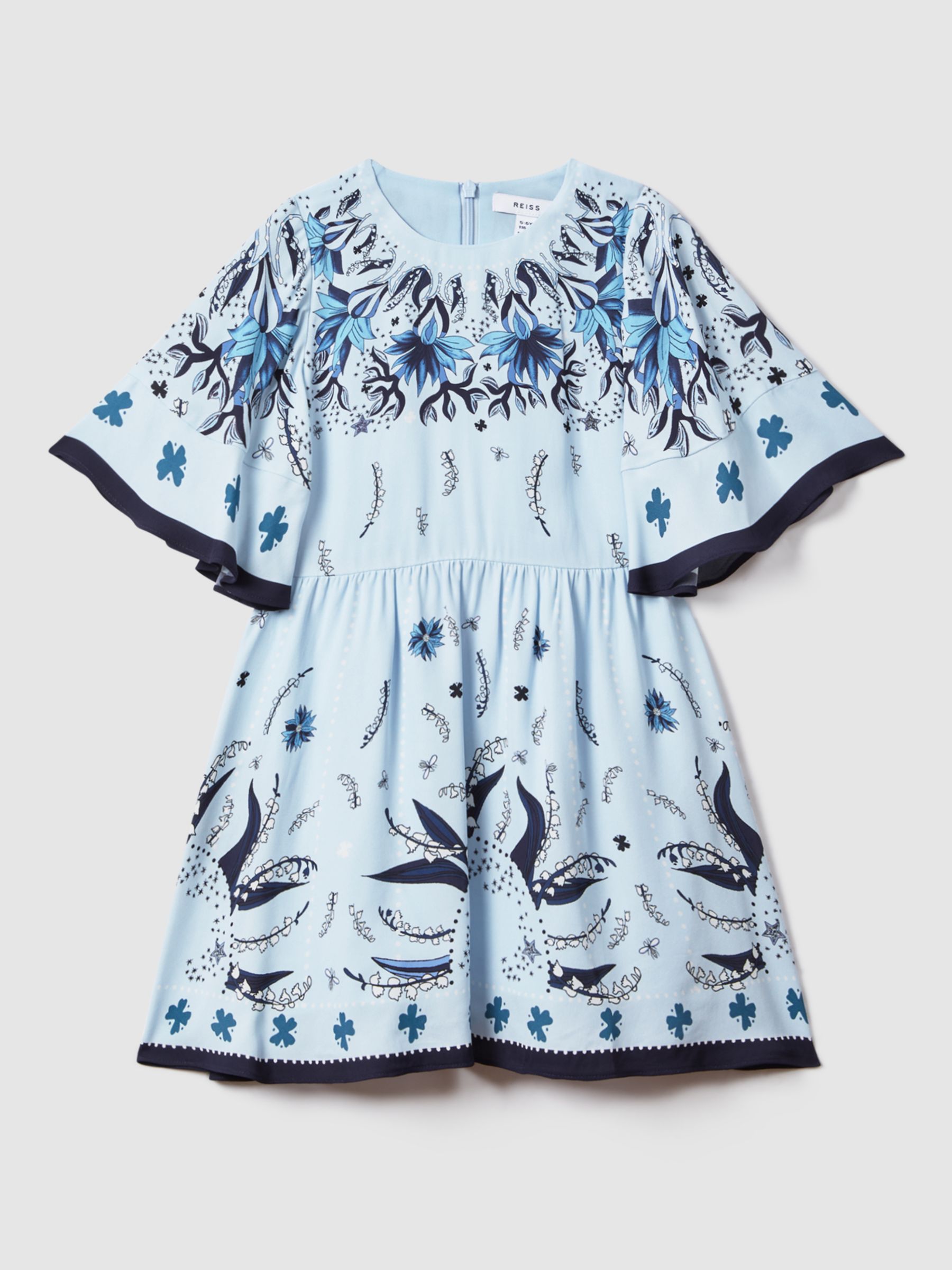 Buy Reiss Kids' Ania Floral Placement Print Dress, Blue Online at johnlewis.com