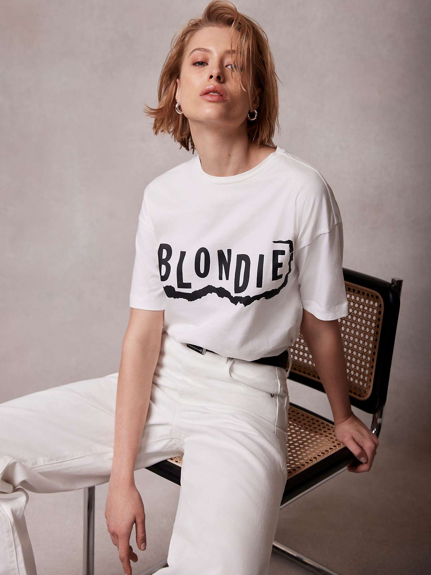 Buy Mint Velvet Blondie Slogan T-Shirt, White/Black Online at johnlewis.com