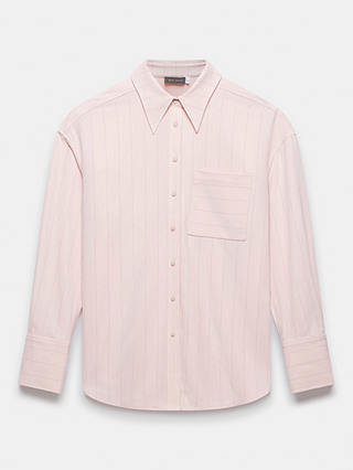 Mint Velvet Oversized Pinstripe Shirt, Pink/Grey