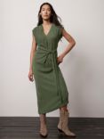 Mint Velvet Textured Midi Dress, Khaki