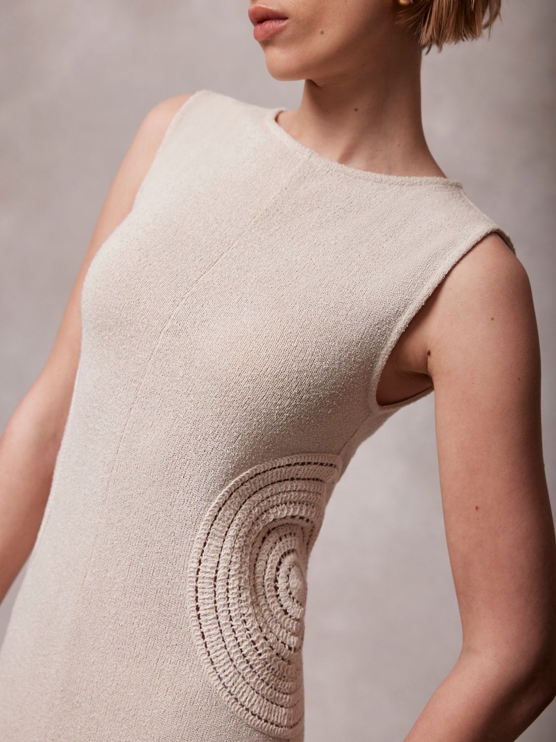 Mint Velvet Crochet Maxi Dress, Natural Natural, L