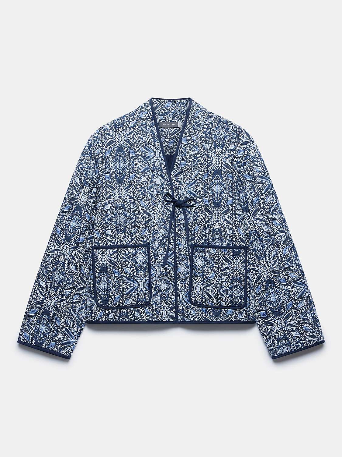 Buy Mint Velvet Abstract Print Boxy Quilted Jacket, Blue/Multi Online at johnlewis.com