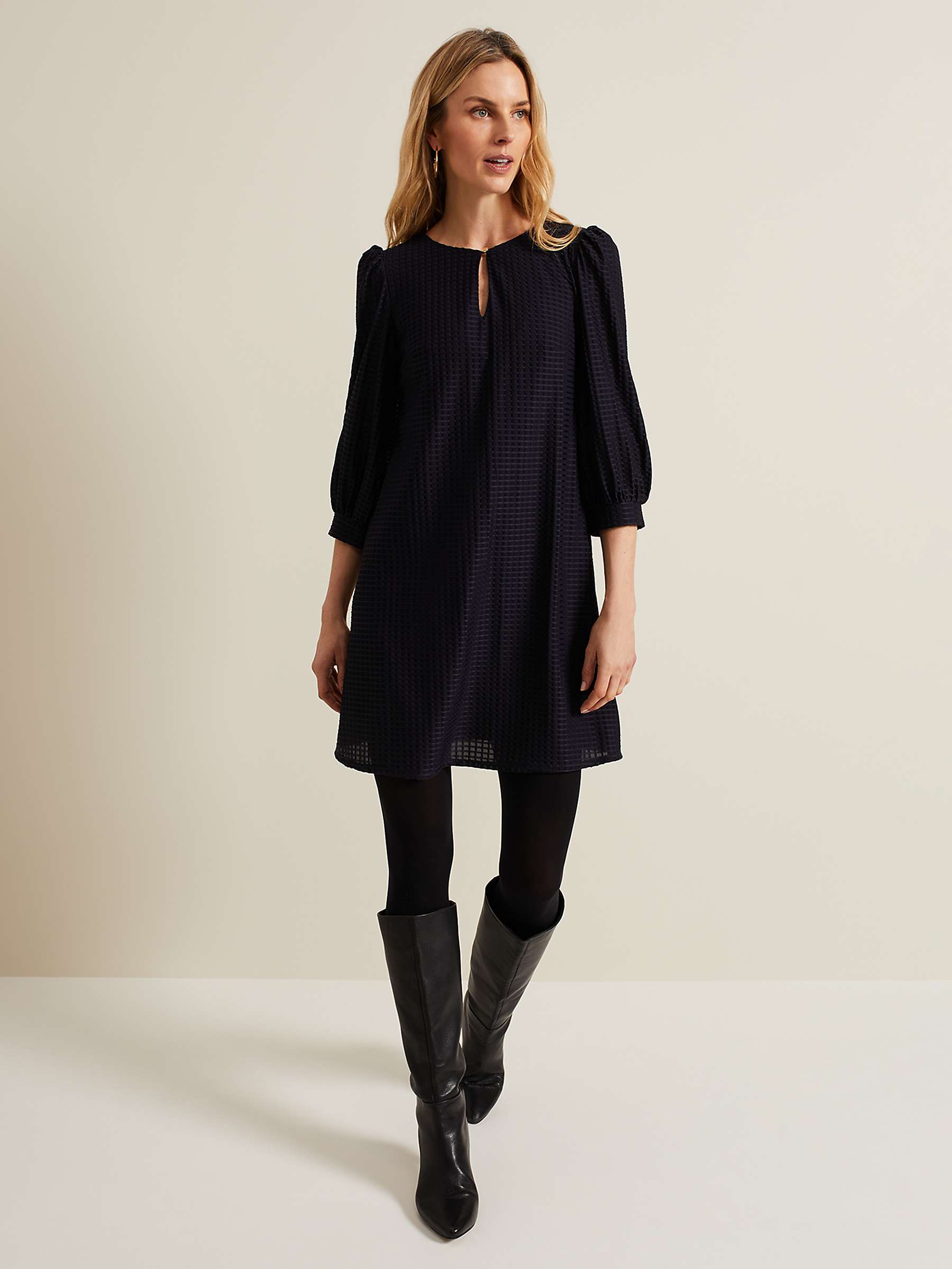 Buy Phase Eight Dannie Textured Tunic Dress, Navy Online at johnlewis.com