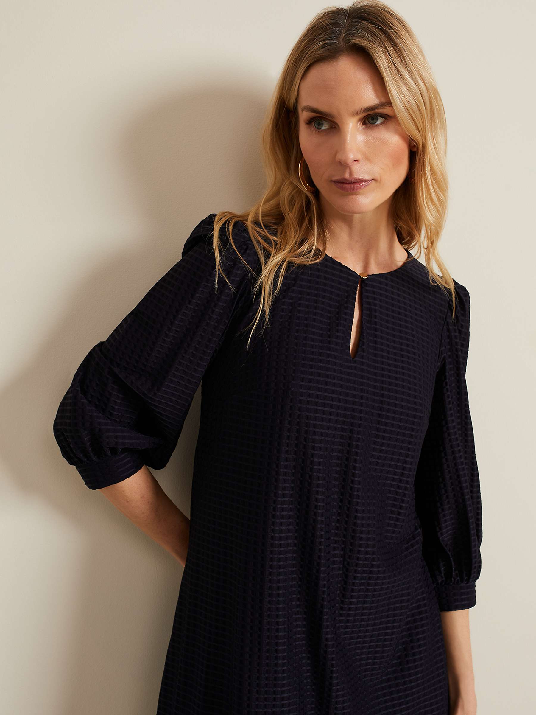 Buy Phase Eight Dannie Textured Tunic Dress, Navy Online at johnlewis.com
